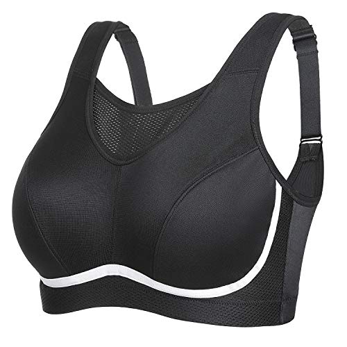 SYROKAN - Sujetador Deportivo para Mujer Sujetador Sport Medium Tallas Grandes Negro# 105G