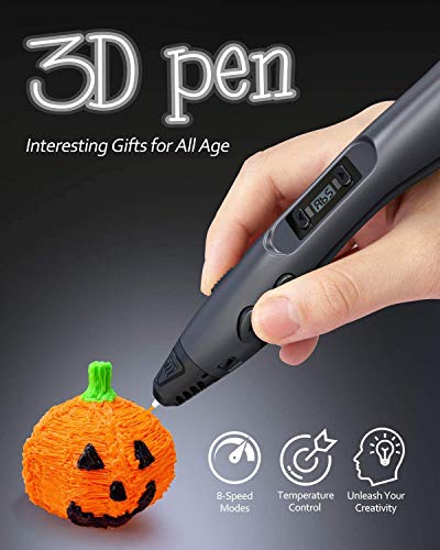 TECBOSS Pluma de Impresión 3D, Pluma 3D con Pantalla LCD, 8 Velocidades Ajustables Lápiz 3D Compatibles PLA e ABS Filamentos, Cumpleaños y Navidad para Niños y Adultos