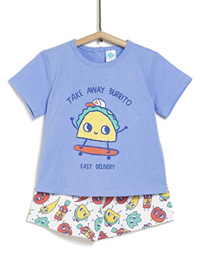 TEX - Pijama de 2 Piezas Manga Corta Unisex de Bebé, Azul Cielo, 36 Meses