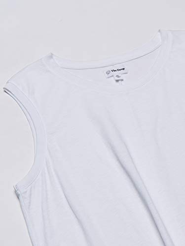 The Drop Nicole Camiseta sin mangas de estilo gimnasio de cuello redondo Mujer, Blanco, XS