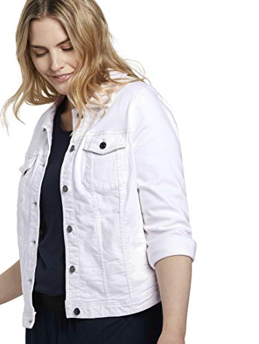 TOM TAILOR MY TRUE ME Plussize Color Denim Chaqueta, 20000/Blanco, 48 para Mujer