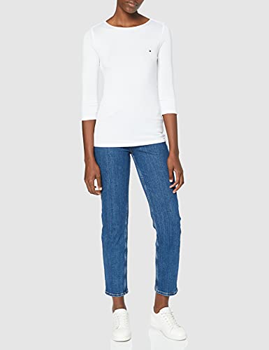 Tommy Hilfiger Boat Neck tee 3/4 Camisa, White, S para Mujer