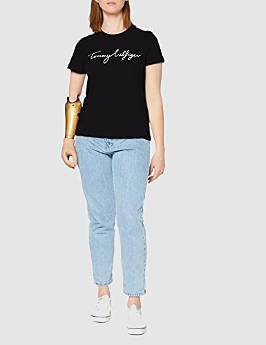 Tommy Hilfiger Mujer Heritage Crew Neck Graphic Tee Camiseta Not Applicable, Negro (Masters Black 017), X-Small