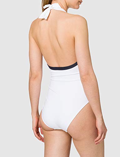 Tommy Hilfiger One-Piece Halter Parte Superior de Bikini, Blanco, S para Mujer