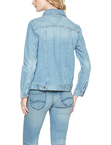 Tommy Hilfiger Regular Tracker Jacket Chaqueta vaquera, Azul (Kansas Light Blue Rigid Destructed 911), Large para Mujer