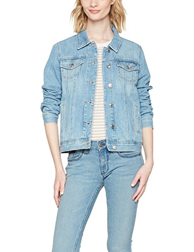 Tommy Hilfiger Regular Tracker Jacket Chaqueta vaquera, Azul (Kansas Light Blue Rigid Destructed 911), Large para Mujer