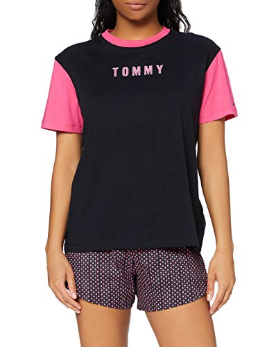 Tommy Hilfiger SS Short Set Holiday, 0ST Juego de Pijama, Cielo del Desierto/Cielo del Desierto, L para Mujer