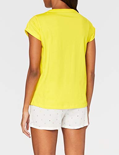 Tommy Hilfiger SS Short Set Print, 0W8 Juego de Pijama, Amarillo neón/Blanco, L para Mujer