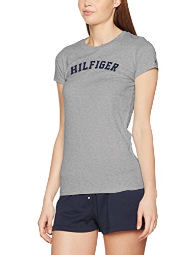 Tommy Hilfiger SS tee Print Camiseta, Gris (Grey Heather 004), M para Mujer