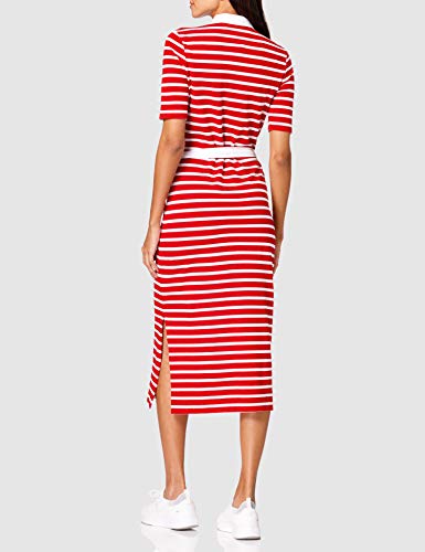 Tommy Hilfiger Stripe Regular Midi Polo Dress Vestido Informal, Classic Breton STP/Primario Rojo, M para Mujer