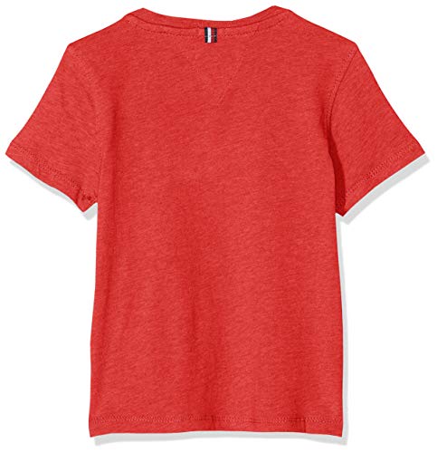 Tommy Hilfiger T Camiseta Básica de Manga Corta, Rojo (Apple Red Heather), 152 (Talla del Fabricante: 12-13) para Niños