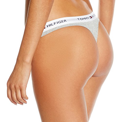 Tommy Hilfiger Tanga de Algodón Cintura elástica con el Logo, Gris (Grey Heather), M para Mujer