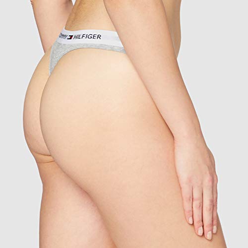 Tommy Hilfiger Tanga de Algodón Cintura elástica con el Logo, Gris (Grey Heather), M para Mujer