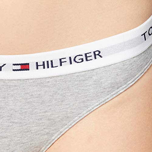 Tommy Hilfiger Tanga de Algodón Cintura elástica con el Logo, Gris (Grey Heather), M para Mujer