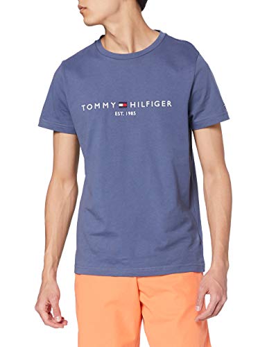 Tommy Hilfiger Tommy Logo tee Camiseta Deporte, Faded Indigo, Large para Hombre