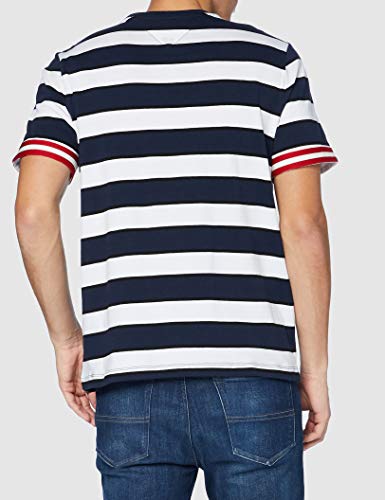 Tommy Jeans TJM Small Text Stripe tee Camisa, Azul Marino (Twilight Navy), M para Hombre