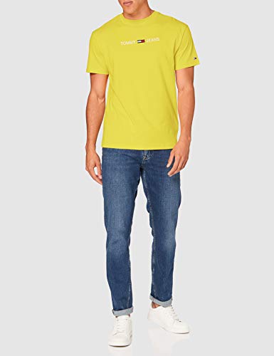 Tommy Jeans TJM Straight Logo tee Camisa, Amarillo Valle, M para Hombre