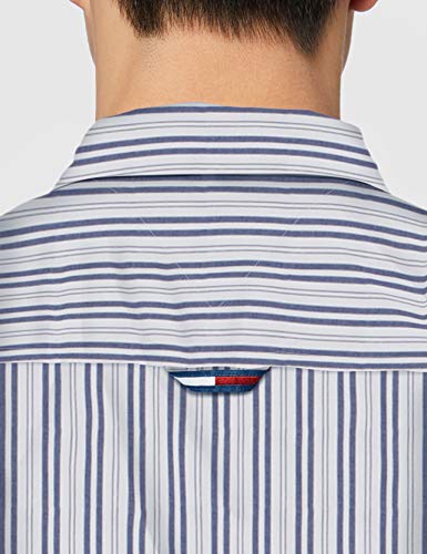 Tommy Jeans TJM Stripe Stretch Poplin Shirt Camisa, Azul (Twilight Navy/Multi), XX-Large para Hombre