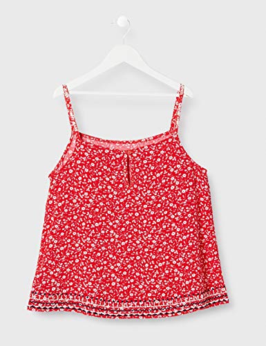 Tommy Jeans Tjw Embroidery Strap Top Blusa, Rojo (Floral Print/Deep Crimson 0k3), 36 (Talla del Fabricante: Small) para Mujer