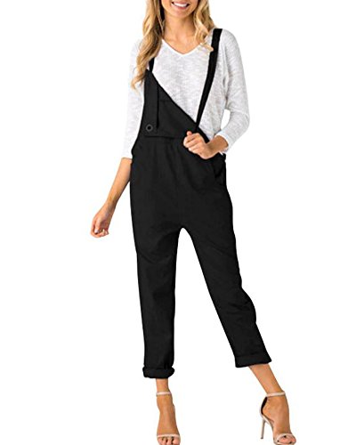 Tomwell Mujer Baggy Peto Chicas Mono Largo Pantalones Harem Anchos Talla Grande Casual Moda Bolsillos Tiras Fiesta Negro ES 46