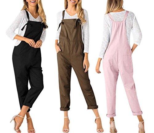 Tomwell Mujer Chicas Peto Largo Pantalones Harem Anchos Baggy Palazzo Casual Elegante Algodón Suelto Bolsillos Fiesta Talla Grande Rosa ES 34