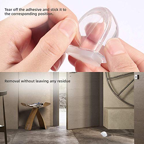 Tope de Puerta para Suelo, Yosemy Topes para Puertas Transparente Autoadhesivo Protección de Pared y Muebles, 6pcs