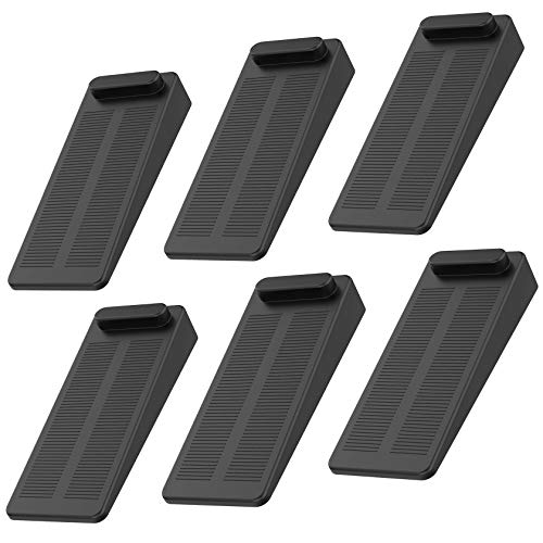 Topes para Puertas,Yosemy 6pcs Cuña Puerta de Goma Antideslizante Apilable,Protección de Pared y Muebles,Negro