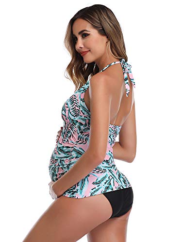 Traje de baño de Maternidad Verano Mae triángulo Halter Bikini Verde/Impreso Small