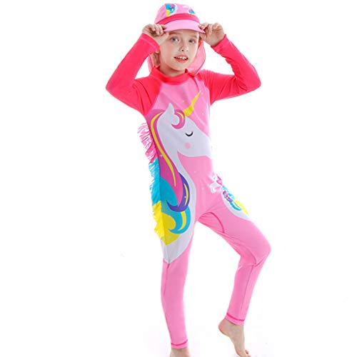 Traje de Baño para Niñas Bañador Protección Solar UV Traje de Buceo de Manga Larga Una Pieza Ropa de Natación Traje de Neopreno de Surf