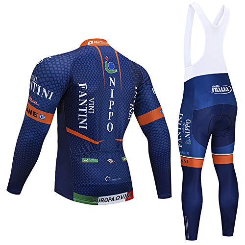 Traje de Ciclismo de Lana térmica de Invierno para Hombres, Cremallera Completa de Manga Larga 3 Bolsillos Traseros Ropa de Ciclismo