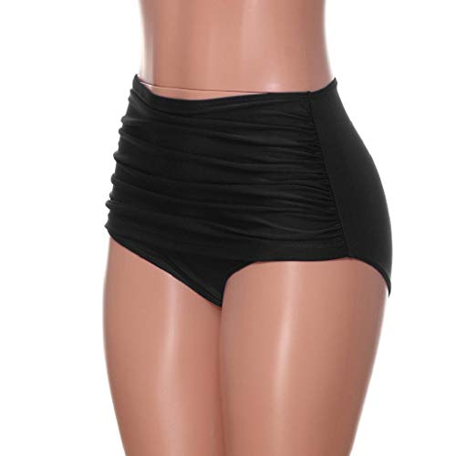 Trajes de baño Mujer SHOBDW Talle Alto Nadar Abajo Tanga Fruncido Tankini Pantalones Cortos De Chico Bragas Señoras Talla Extra Pantalones De Natacion Una Pieza Ropa de Playa Bañadores(Negro,L)