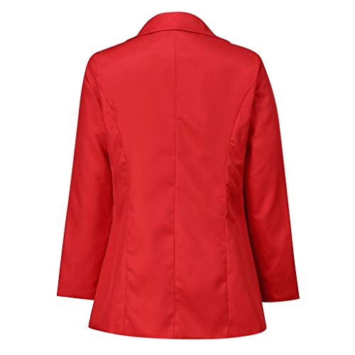 Trajes Mujer Invierno Otoño 2019 SHOBDW Liquidación Venta Abrigos Mujer Elegantes Color Sólido Chaqueta Mujer Solapa Cardigan Mujer Largos Rebajas Casual Blazers Mujer Talla Grande(Rojo,5XL)