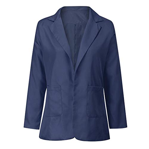 Trajes Mujer Invierno Otoño 2019 SHOBDW Liquidación Venta Abrigos Mujer Elegantes Color Sólido Chaqueta Mujer Solapa Cardigan Mujer Largos Rebajas Casual Blazers Mujer Talla Grande(Azul,L)