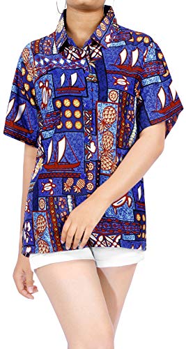 Tropical Impresa Real Azul de la Playa Likre Camisa Hawaiana para XL de Las Mujeres