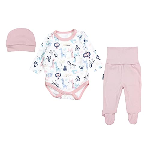 TupTam Conjunto de Ropa Bebés Body y Pantalones y Gorra, Safari Rosa, 56