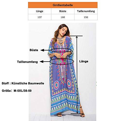 Tyidalin Kaftan Vestido Maxi Largo Playa Mujer Verano Estampado Camisolas y Pareos Bohemio Kimono Cover Ups (Color 14, Talla única)