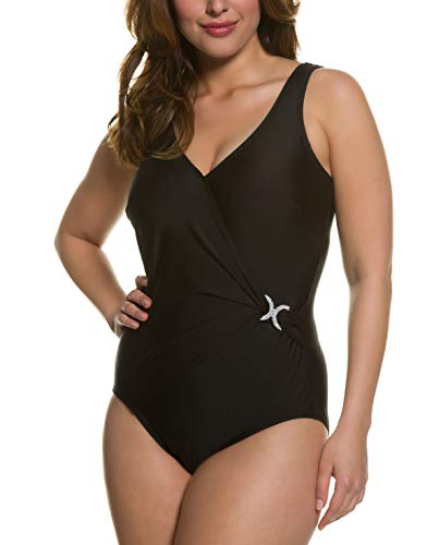 Ulla Popken Badeanzug Schnallen, Große Größen Traje de baño de una Sola Pieza, Negro (Negro 70573110), 56 para Mujer