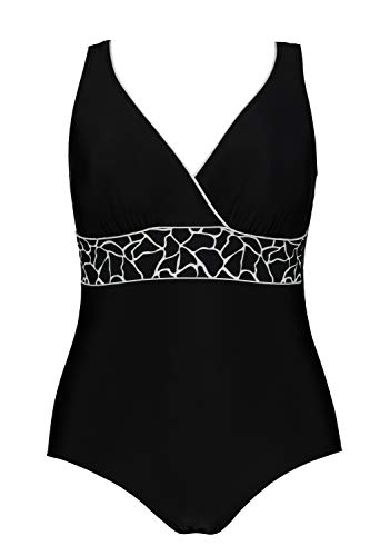 Ulla Popken Große Größen Badeanzug Giraffe Einsatz Traje de baño de una Sola Pieza, Negro (Negro 72763410), 44 para Mujer