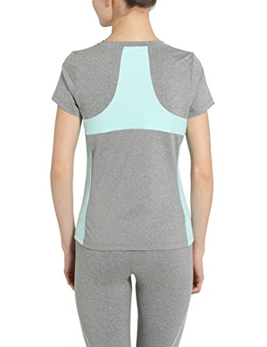 Ultrasport Fitness/Sport Shirt Camiseta de Manga Corta, Mujer, Gris/Agua, S