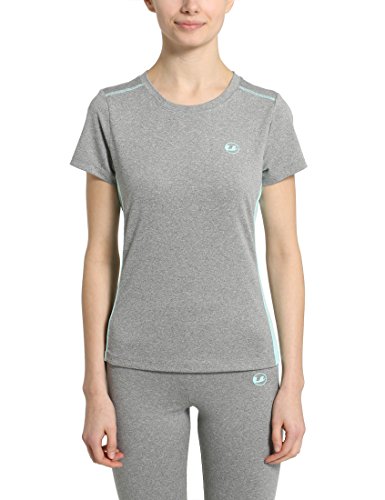 Ultrasport Fitness/Sport Shirt Camiseta de Manga Corta, Mujer, Gris/Agua, S