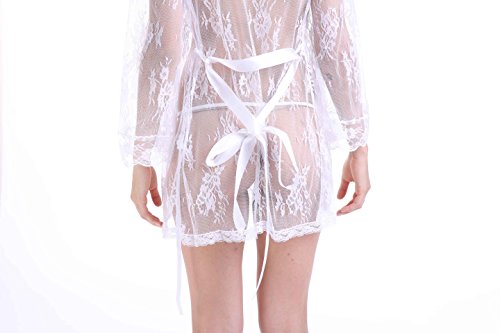 UMIPUBO Mujer Ropa de Dormir Conjunto Sexy Lingerie Transparente Lace Lenceria Erotica Babydoll Ropa Interior (Blanco, S)