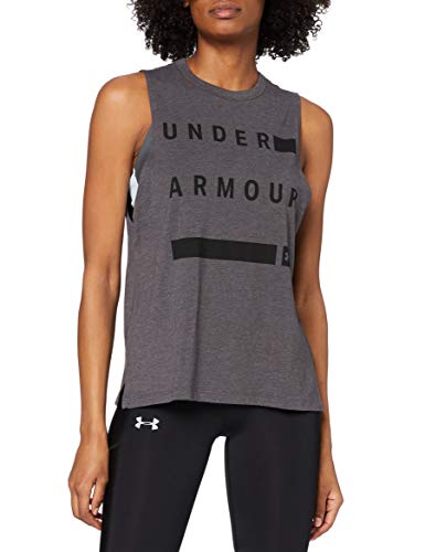 Under Armour Graphic Muscle Tank Linear Wordmark Camiseta sin Mangas, Mujer, Gris (019), L