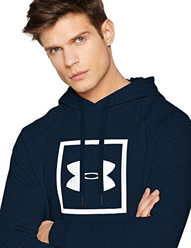 Under Armour Rival Fleece Box Logo Hoodie, Sudadera Hombre, Azul (Academy/White (408)), L