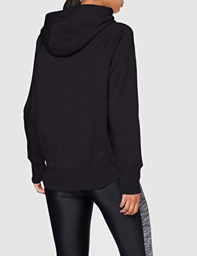 Under Armour Rival - Sudadera con Capucha para Mujer (Forro Polar), Not Applicable, Rival Fleece Metallic Sudadera, Mujer, Color Negro / Negro / Metálico Negro (001), tamaño Large