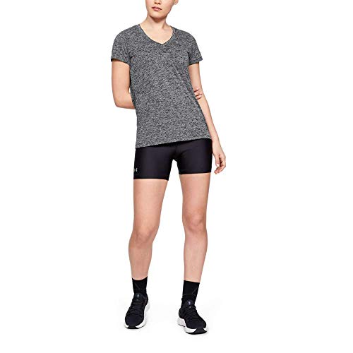 Under Armour Tech Short Sleeve V - Twist, Camiseta Mujer, Negro (Black/Metallic Silver (001)), S