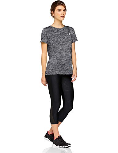 Under Armour Tech Sleeve-Twist Camiseta, Mujer, Negro (Black/Metallic Silver), XS