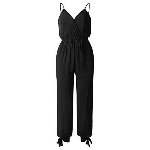 Uni-Wert Mujer Monos Elegante Verano Fiesta Elegante Tirantes Floral Jumpsuit con Abertura Sin Mangas V Cuello Mono