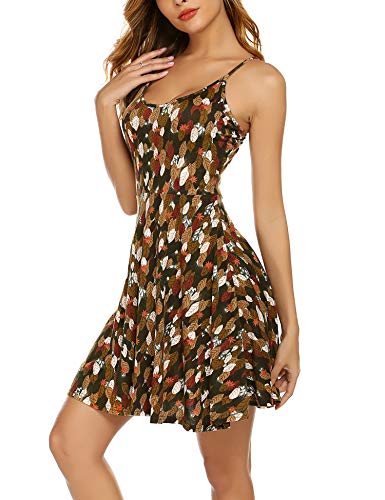 UNibelle Vestidos Floral Mujer Verano Elegantes Vestidos de Playa Sexy Fiesta Casual Marrón S