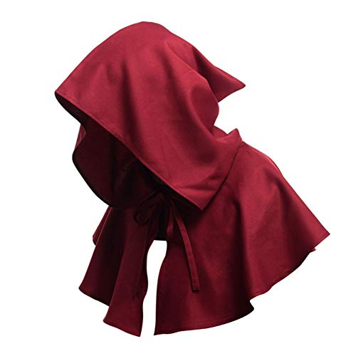 Unisex de la Vendimia de la Capucha del Traje de Halloween Ventas de Halloween Cosplay Cabo Encapuchado de Accesorios Medieval Retro Capota del Partido 1pc Vino Tinto