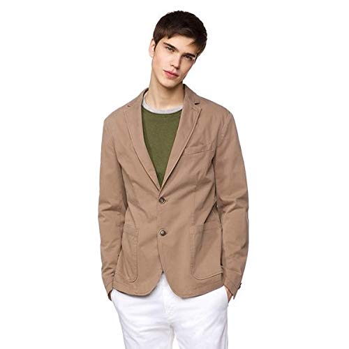 United Colors of Benetton Giacca Abrigo, Beige (Tortora 04b), Large (Talla del Fabricante: 50) para Hombre